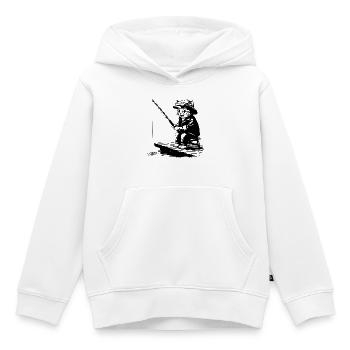 Lustige Angelkatze – Hobby-Angeldesign - Kinder Premium Organic Hoodie - Weiß - Vorne - AI Model Kid Female (0cm)