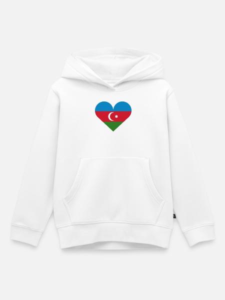 Herzflagge Aserbaidschans - Kinder Premium Organic Hoodie - Weiß