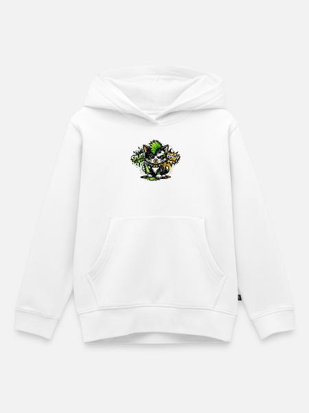 Neon Graffiti Kätzchen Sprayer - Kinder Premium Organic Hoodie - Weiß