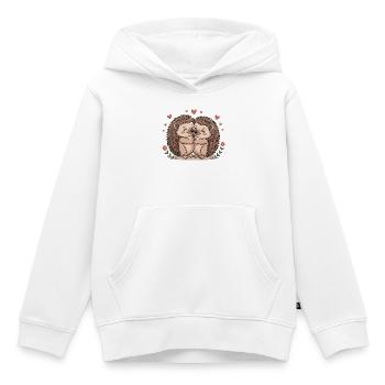 Hedgehog Couple Love with Hearts - Kids Premium Organic Hoodie - white - Front - AI Model Kid Female (0cm)