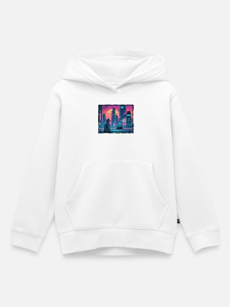 Retro Wave Tokyo Cyber - Kinder Premium Organic Hoodie - Weiß