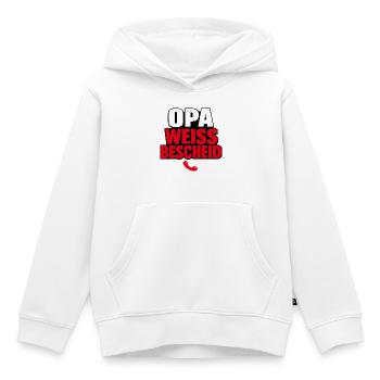 Opa Weiss Bescheid - Kinder Premium Organic Hoodie - Weiß - Vorne - AI Model Kid Female (0cm)