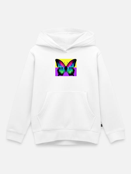 butterfly - Kids Premium Organic Hoodie - white