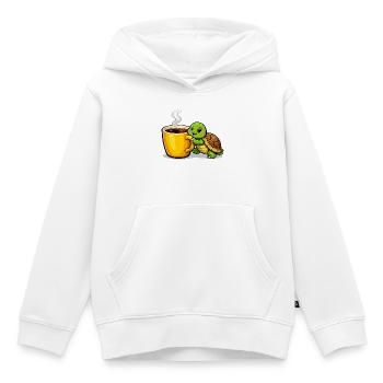 Kaffeeturtle mit dampfendem Becher - Kinder Premium Organic Hoodie - Weiß - Vorne - AI Model Kid Female (0cm)