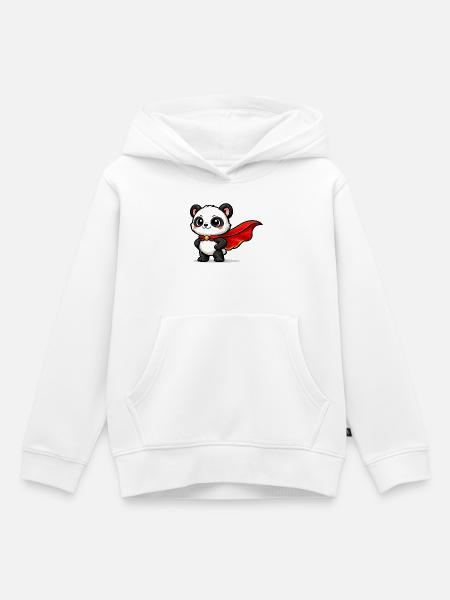 held Panda – Kleiner Superpanda - Kinder Premium Organic Hoodie - Weiß