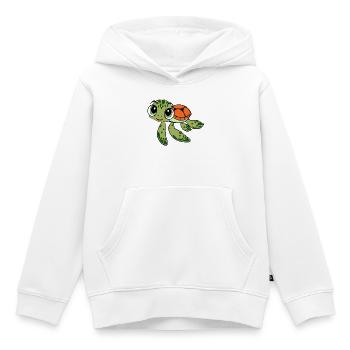 Fröhliche Schildkrötenkarikatur - Kinder Premium Organic Hoodie - Weiß - Vorne - AI Model Kid Female (0cm)