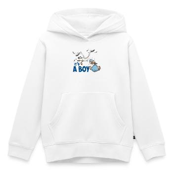 Storch mit dem kleinen Jungen; "Es ist ein Junge" - Kinder Premium Organic Hoodie - Weiß - Vorne - AI Model Kid Female (0cm)