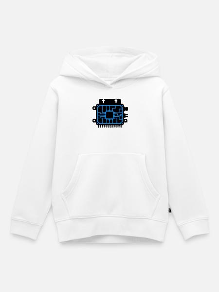 Mikrochip Platine IT Logo - Kinder Premium Organic Hoodie - Weiß