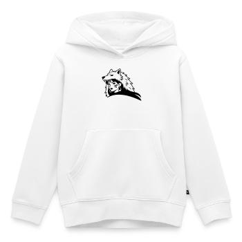 Amazone Femme - Sweat Premium à capuche enfant bio - blanc - Devant - AI Model Kid Female (0cm)