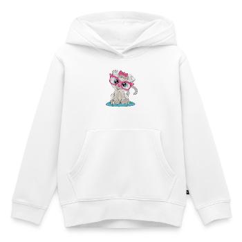 Kätzchen mit rosa Brille und Schleife - Kinder Premium Organic Hoodie - Weiß - Vorne - AI Model Kid Female (0cm)