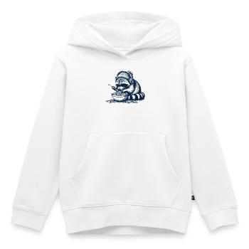 Spaghetti Raccoon - Sweat Premium à capuche enfant bio - blanc - Devant - AI Model Kid Female (0cm)
