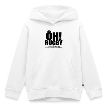 rugby intelligent 2026 - Sweat Premium à capuche enfant bio - blanc - Devant - AI Model Kid Female (0cm)