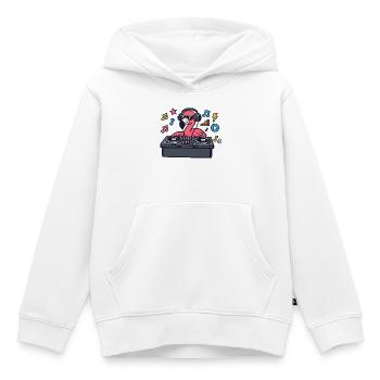 Flamingo DJ im Plattenteller-Style - Kinder Premium Organic Hoodie - Weiß - Vorne - AI Model Kid Female (0cm)