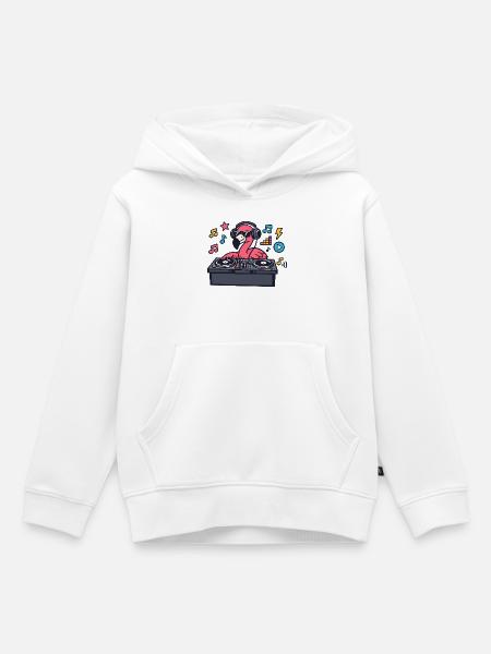Flamingo DJ im Plattenteller-Style - Kinder Premium Organic Hoodie - Weiß
