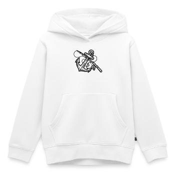 Canne à pêche à ancre Pêche en haute mer Pêche pêcheur Pêcheur - Sweat Premium à capuche enfant bio - blanc - Devant - AI Model Kid Female (0cm)