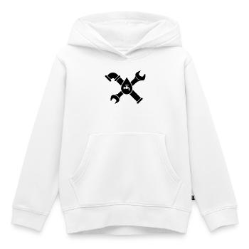 Plumber Pipe Wrench Plumbing Logo - Kids Premium Organic Hoodie - white - Front - AI Model Kid Female (0cm)