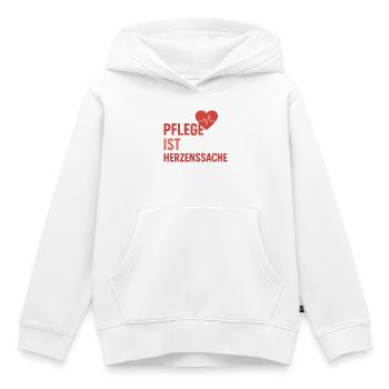 Pflege Herzsache - Kinder Premium Organic Hoodie - Weiß - Vorne - AI Model Kid Female (0cm)