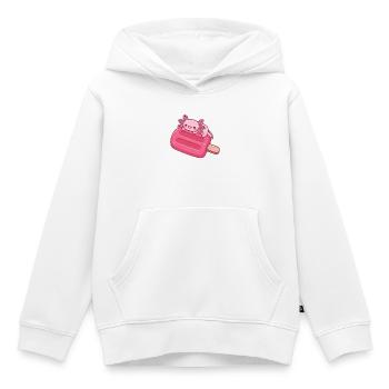Mignon axolotl qui se détend sur de la glace rouge - Sweat Premium à capuche enfant bio - blanc - Devant - AI Model Kid Female (0cm)