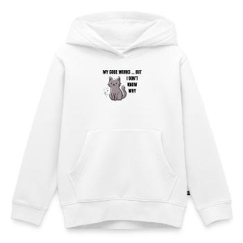 Mon code fonctionne - Chat programmeur drôle - Sweat Premium à capuche enfant bio - blanc - Devant - AI Model Kid Female (0cm)