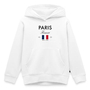 Paris France Coordinates Travel Souvenir - Kids Premium Organic Hoodie - white - Front - AI Model Kid Female (0cm)