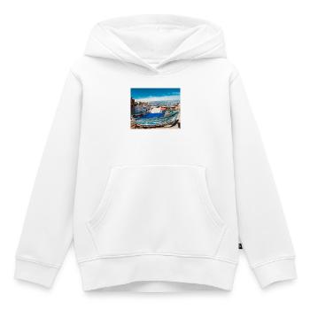 Blaue Boote im Hafen - Kinder Premium Organic Hoodie - Weiß - Vorne - AI Model Kid Female (0cm)