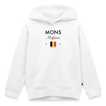 Mons Belgium Coordine le souvenir de voyage - Sweat Premium à capuche enfant bio - blanc - Devant - AI Model Kid Female (0cm)