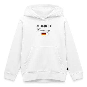 München Deutschland Koordinaten Reise Souvenir - Kinder Premium Organic Hoodie - Weiß - Vorne - AI Model Kid Female (0cm)