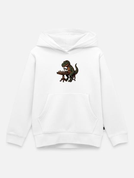 T-Rex spielt Schach - Kinder Premium Organic Hoodie - Weiß