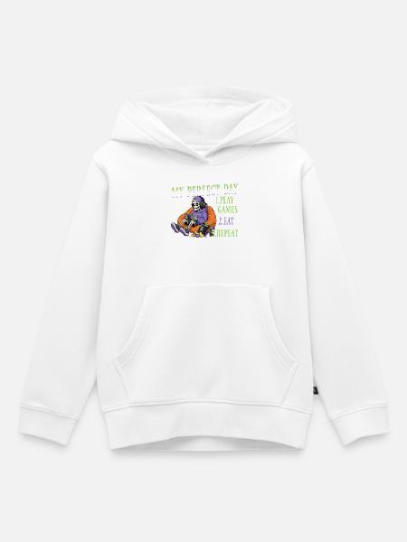 Skeleton Gamer Gaming Halloween - Kinder Premium Organic Hoodie - Weiß
