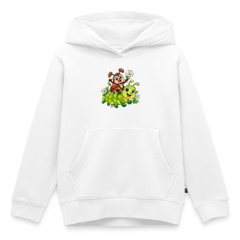 Maikäfer auf Raupe - Kinder Premium Organic Hoodie - Weiß - Vorne - AI Model Kid Female (0cm)