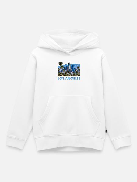 Los Angeles Skyline Palmen Illustration - Kinder Premium Organic Hoodie - Weiß