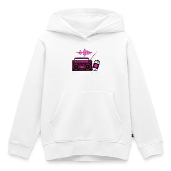 Neon Boombox Radio Grafik - Kinder Premium Organic Hoodie - Weiß - Vorne - AI Model Kid Female (0cm)
