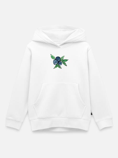 Blaubeer-Aquarellzweige - Kinder Premium Organic Hoodie - Weiß