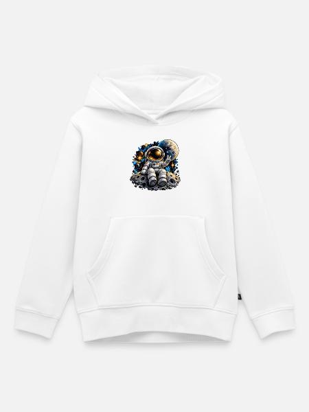Astronaut auf Mondstein - Kinder Premium Organic Hoodie - Weiß