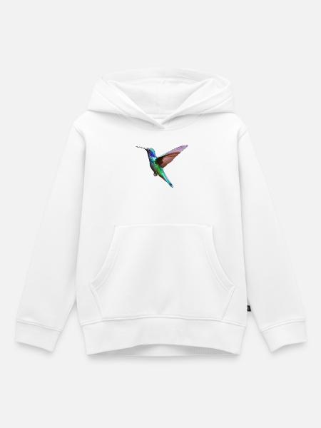 Kolibri – Vogelillustration - Kinder Premium Organic Hoodie - Weiß