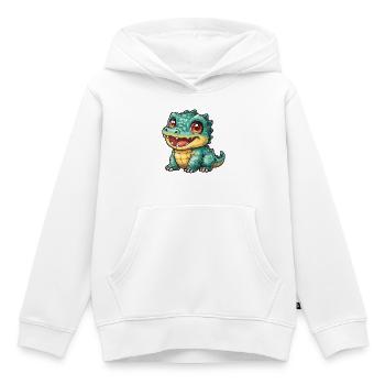 Fröhlicher Krokodil Dino mit großen Augen - Kinder Premium Organic Hoodie - Weiß - Vorne - AI Model Kid Female (0cm)