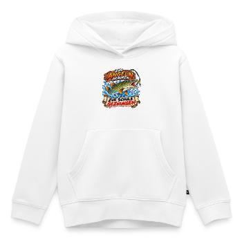 Angeln geboren – Zur Schule gezwungen - Kinder Premium Organic Hoodie - Weiß - Vorne - AI Model Kid Female (0cm)
