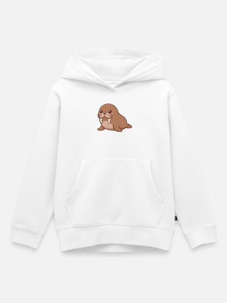 Walross - Kinder Premium Organic Hoodie - Weiß