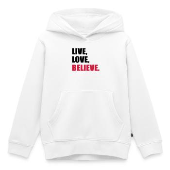 La foi - Sweat Premium à capuche enfant bio - blanc - Devant - AI Model Kid Female (0cm)