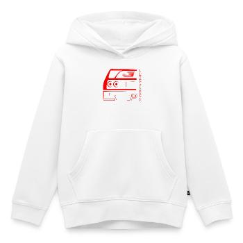 Legends Never Die – Retro Car Outline - Kinder Premium Organic Hoodie - Weiß - Vorne - AI Model Kid Female (0cm)