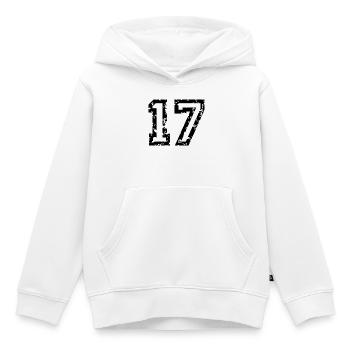 Le numéro dix-sept, - No. 17 (deux couleurs) blanc - Sweat Premium à capuche enfant bio - blanc - Devant - AI Model Kid Female (0cm)
