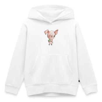 Le bonheur porc avec trèfle - Sweat Premium à capuche enfant bio - blanc - Devant - AI Model Kid Female (0cm)