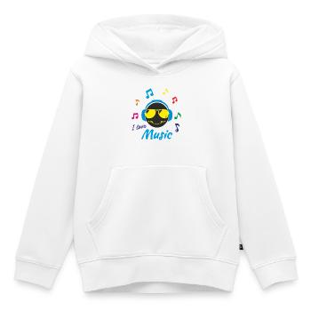 J'aime la musique - Sweat Premium à capuche enfant bio - blanc - Devant - AI Model Kid Female (0cm)