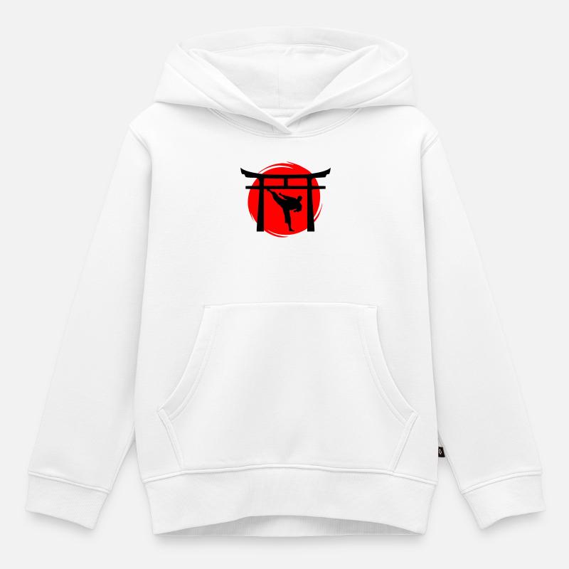 Yokogeri Torii - Sweat Premium à capuche enfant bio - blanc