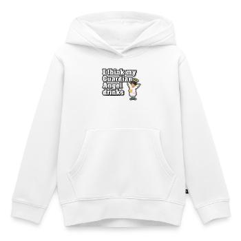 Je crois que mon ange gardien boit - Sweat Premium à capuche enfant bio - blanc - Devant - AI Model Kid Female (0cm)