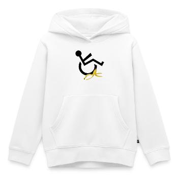 Wheelchair user slips on banana humor # - Kids Premium Organic Hoodie - white - Front - AI Model Kid Female (0cm)