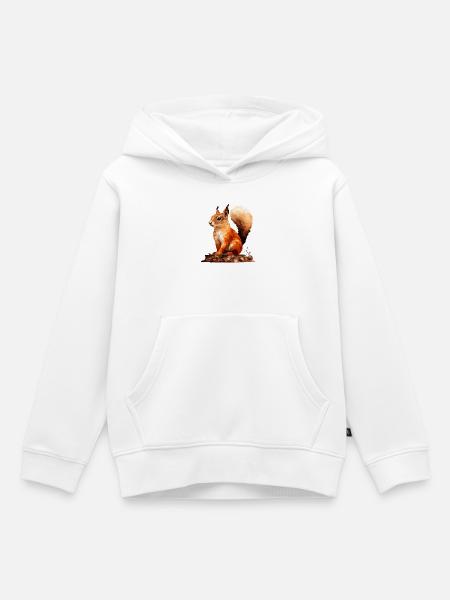 Eichhörnchen im Polygon Stil - Kinder Premium Organic Hoodie - Weiß