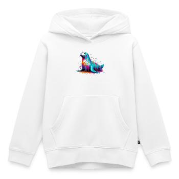 Phoque - Sweat Premium à capuche enfant bio - blanc - Devant - AI Model Kid Female (0cm)