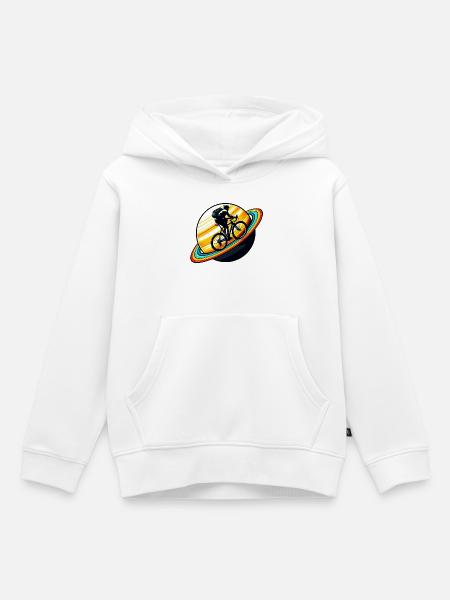 Radfahrer auf dem Saturn - Kinder Premium Organic Hoodie - Weiß