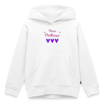 MAÎTRESSE. MERCI. MERCI MAÎTRESSE - Sweat Premium à capuche enfant bio - blanc - Devant - AI Model Kid Female (0cm)